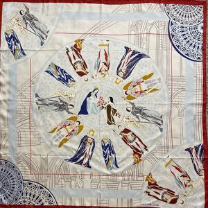 Marie-Helene-Jacinthe Multicolor Silk Scarf with Artistic Design